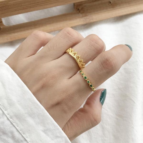 real 925 sterling silver gold minimalist wedding crown nano green spinel ring dainty open adjustable stacklable cz for her cluster rings, Golden;silver
real 925 sterling silver gold minimalist wedding crown nano green spinel ring dainty open adjustable stacklable cz for her cluster rings, Golden;silver