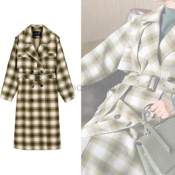 women's wool & blends cp high-end design checked windbreaker spring small knee length jacket, Black
women's wool & blends cp high-end design checked windbreaker spring small knee length jacket, Black
