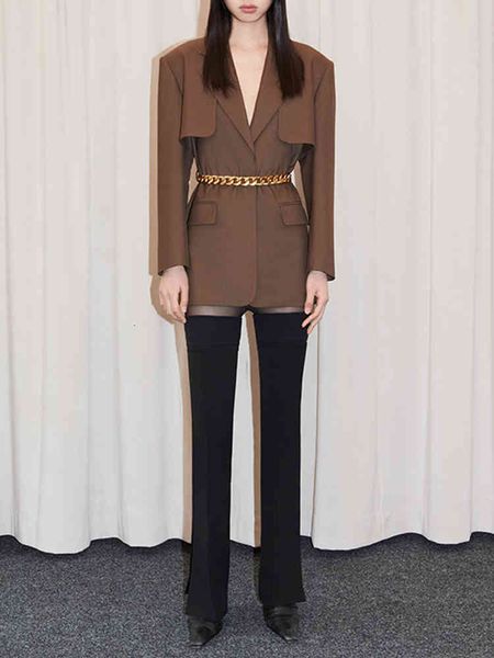 women's suits & blazers chic metal chain belt suit black loose profile lapel windbreaker design jacket coffee color fashion streetwear, White;black
women's suits & blazers chic metal chain belt suit black loose profile lapel windbreaker design jacket coffee color fashion streetwear, White;black