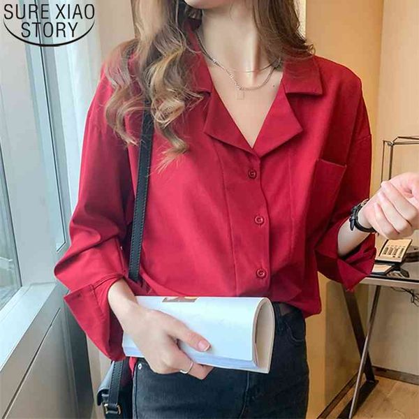 office lady shirts women red chiffon hong kong style autumn long sleeve professional suit collar ol loose 10692 210506, White
office lady shirts women red chiffon hong kong style autumn long sleeve professional suit collar ol loose 10692 210506, White
