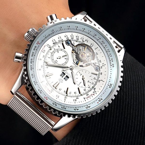 wristwatches silver white men stainless steel mesh strap automatic mechanical watches flying tourbillon mens male clock, Slivery;brown
wristwatches silver white men stainless steel mesh strap automatic mechanical watches flying tourbillon mens male clock, Slivery;brown