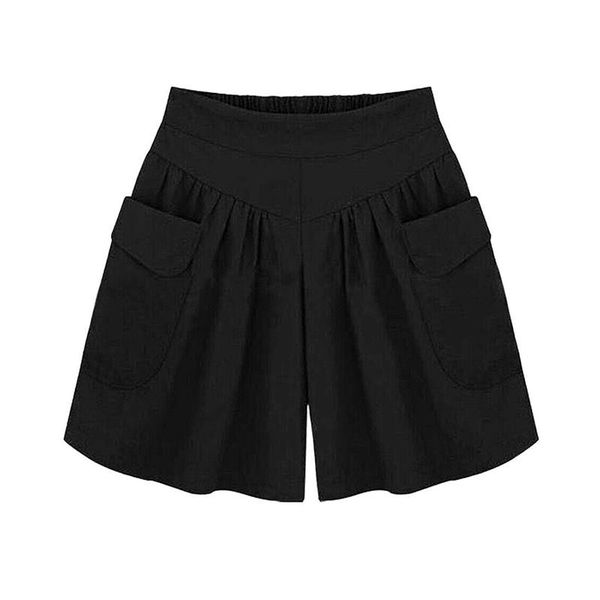 women's shorts women loose elastic waist wide leg with pockets casual culottes for summer ie998, White;black
women's shorts women loose elastic waist wide leg with pockets casual culottes for summer ie998, White;black