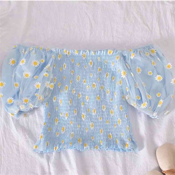 floral print female t shirt summer sweet puff sleeve short tee slash neck small daisies mesh 210623, White
floral print female t shirt summer sweet puff sleeve short tee slash neck small daisies mesh 210623, White