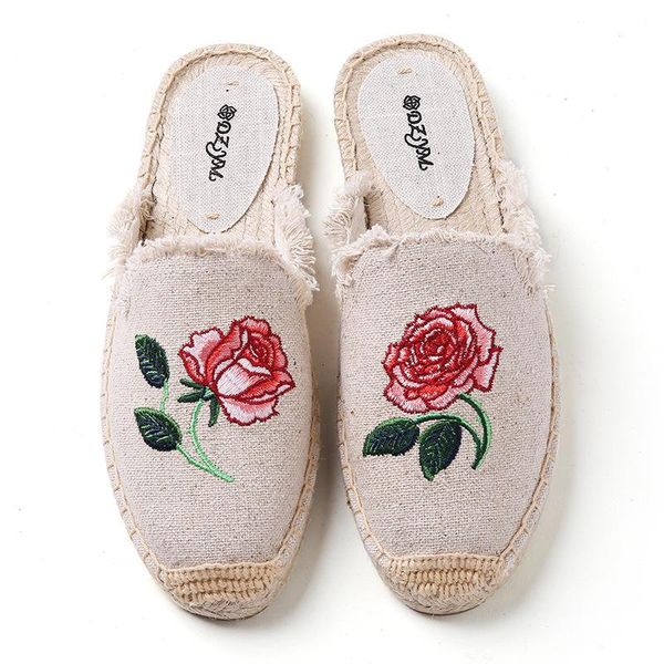 slippers dzym summer rose for women retro old design ladies flats flax fisherman shoes canvas slides mule espadrilles, Black
slippers dzym summer rose for women retro old design ladies flats flax fisherman shoes canvas slides mule espadrilles, Black