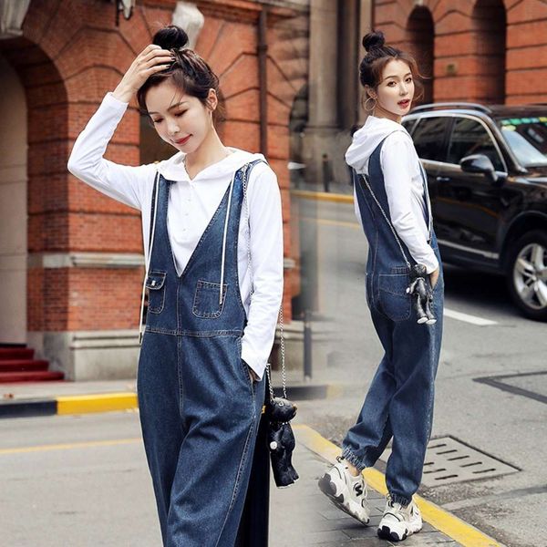 suspender pants summer fashion trend loose style thin suspender women's wear, Blue 
suspender pants summer fashion trend loose style thin suspender women's wear, Blue