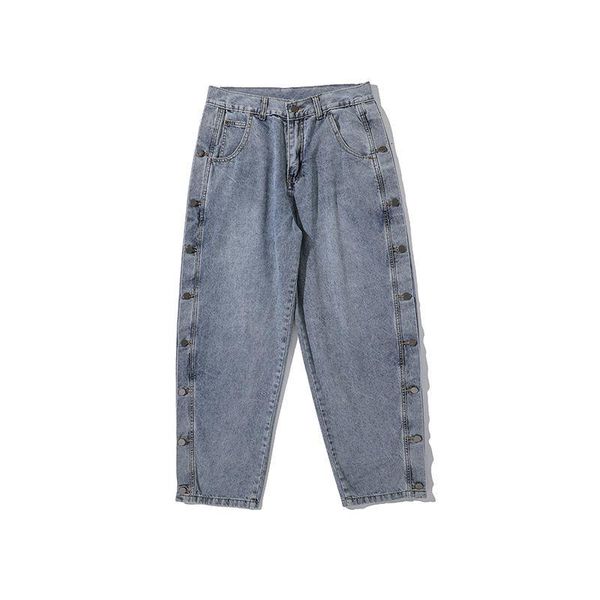 men's jeans washed loose straight leg wide-leg trousers all-match loose-fitting denim pants hip-hop breasted streetwear four seasons, Blue
men's jeans washed loose straight leg wide-leg trousers all-match loose-fitting denim pants hip-hop breasted streetwear four seasons, Blue