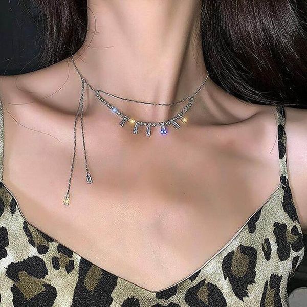 pendant necklaces vsnow luxury double-layer metallic chain chokers necklace for women girls asymmetric shining tassel rhinestone jewelry, Silver
pendant necklaces vsnow luxury double-layer metallic chain chokers necklace for women girls asymmetric shining tassel rhinestone jewelry, Silver