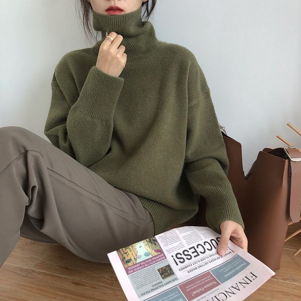 turtleneck warm wool sweater women's autumn winter outer thick pullover korean loose knitted coat cashmere jumper 210420, White;black
turtleneck warm wool sweater women's autumn winter outer thick pullover korean loose knitted coat cashmere jumper 210420, White;black