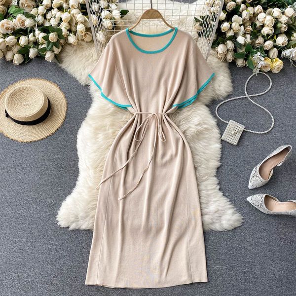 two piece dress 2021 summer women knitting new fashion color match round neck ruffles sleeve lace-up casual female loose midi muje, White
two piece dress 2021 summer women knitting new fashion color match round neck ruffles sleeve lace-up casual female loose midi muje, White