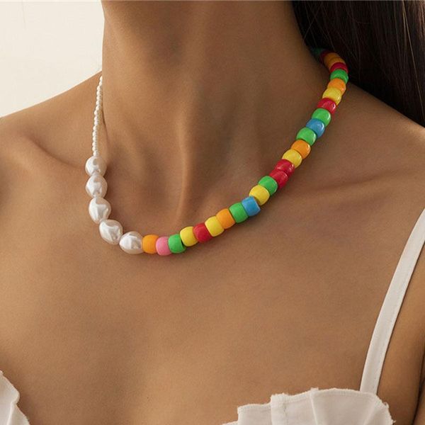 chokers colorful acrylic simulation pearl necklace for women girls bohemia beaded party jewelry gift, Golden;silver
chokers colorful acrylic simulation pearl necklace for women girls bohemia beaded party jewelry gift, Golden;silver