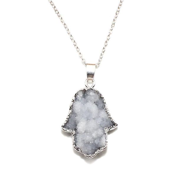 palm design crystal druzy pendant genuine silvertone-plating natural charm necklace slice druzys 100% handmade initial jewelry necklaces, Silver
palm design crystal druzy pendant genuine silvertone-plating natural charm necklace slice druzys 100% handmade initial jewelry necklaces, Silver