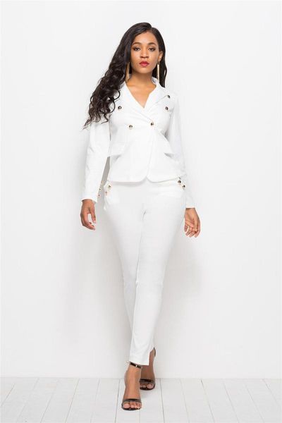 spring fall winter women's elegant suit 2 piece set blazer coat pencil slim long pants office lady formal matching sets suits & blazers, White;black
spring fall winter women's elegant suit 2 piece set blazer coat pencil slim long pants office lady formal matching sets suits & blazers, White;black