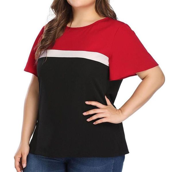 plus size t-shirt woman contrast stitching short sleeves cotton o-neck for daily travel shirts casual loose oversized, Black
plus size t-shirt woman contrast stitching short sleeves cotton o-neck for daily travel shirts casual loose oversized, Black