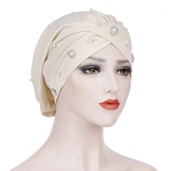 forehead cross pleated daisy beaded scarf hat muslim hood1