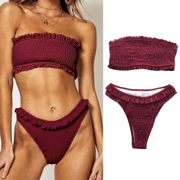 bras sets summer women two piece bra set ruffles sleeveless strapless solid dots beach wear bathing suit, Red;black
bras sets summer women two piece bra set ruffles sleeveless strapless solid dots beach wear bathing suit, Red;black