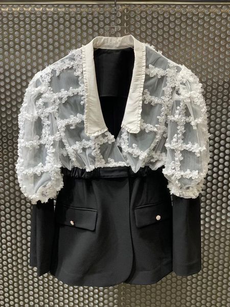 women's jackets 2021 ladies high-quality fashion long-sleeved lapel lace stitching jacket 0311, Black;brown
women's jackets 2021 ladies high-quality fashion long-sleeved lapel lace stitching jacket 0311, Black;brown