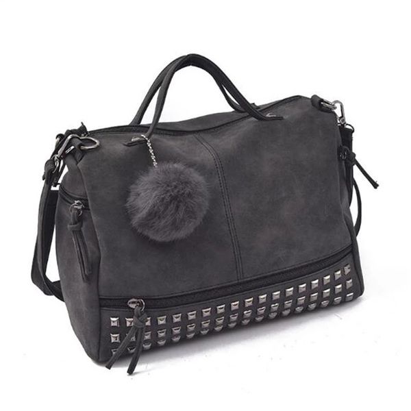 korean vintage nubuck leather ladies handbag rivet large bags hair ball women shoulder motorcycle messenger handle bag, Black;red
korean vintage nubuck leather ladies handbag rivet large bags hair ball women shoulder motorcycle messenger handle bag, Black;red