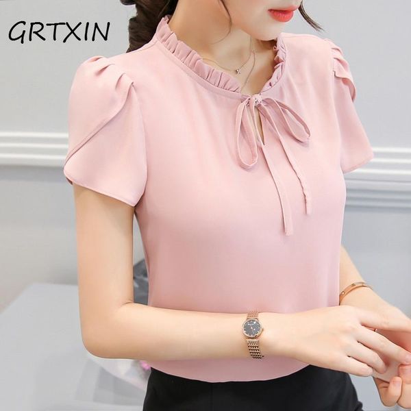women's blouses & shirts spring summer women blouse cute chiffon shirt ladies ruffles stand neck short sleeves plus size, White
women's blouses & shirts spring summer women blouse cute chiffon shirt ladies ruffles stand neck short sleeves plus size, White