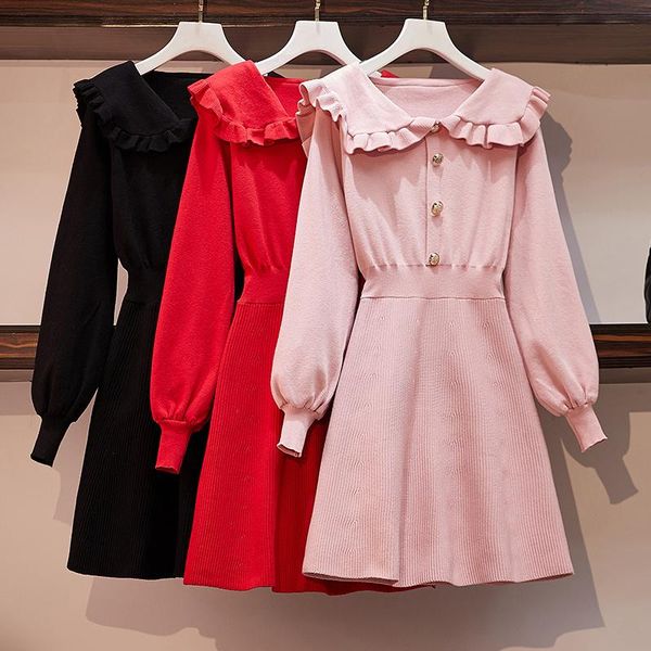 casual dresses winter large size women's french knitted dress a-shaped doll collar lantern sleeve long, Black;gray
casual dresses winter large size women's french knitted dress a-shaped doll collar lantern sleeve long, Black;gray