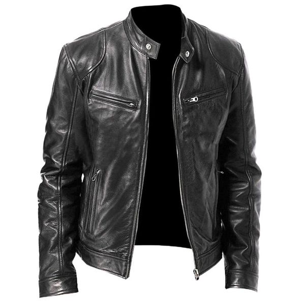 men's jackets 2021 men jacket stand collar zipper leather motorcycle short coat windproof mens, Black;brown
men's jackets 2021 men jacket stand collar zipper leather motorcycle short coat windproof mens, Black;brown