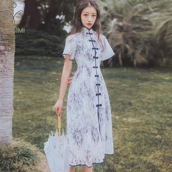casual dresses yosimi 2021 summer women dress elegant chinese style lace mid-calf cheongsam short sleeve midi a-line vestidos party night, Black;gray
casual dresses yosimi 2021 summer women dress elegant chinese style lace mid-calf cheongsam short sleeve midi a-line vestidos party night, Black;gray