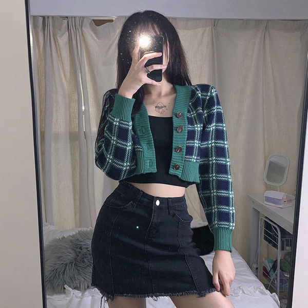 women's sweaters sweater amyway plaid design college style short cardigan knitted coat lazy wind waist slim v-neck 9q8c, White;black
women's sweaters sweater amyway plaid design college style short cardigan knitted coat lazy wind waist slim v-neck 9q8c, White;black
