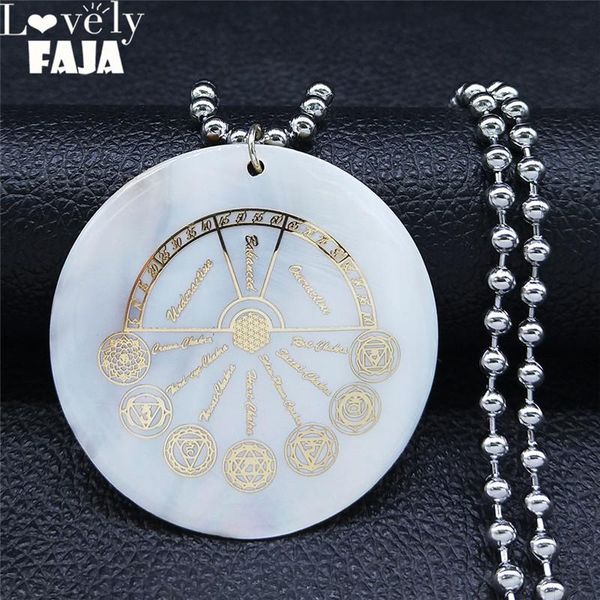 pendant necklaces yoga flower of life 7 chakra divination necklace charm shell stainless steel big jewelry collana donna nxs03, Silver
pendant necklaces yoga flower of life 7 chakra divination necklace charm shell stainless steel big jewelry collana donna nxs03, Silver
