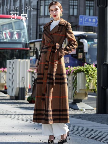 long woolen coat women's winter 2021 korean plaid waist down and over knee cashmere wool & blends, Black
long woolen coat women's winter 2021 korean plaid waist down and over knee cashmere wool & blends, Black