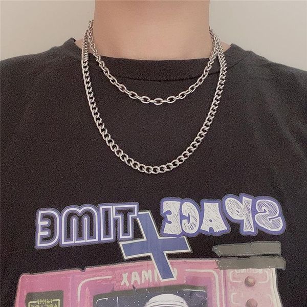 fashion double-level titanium steel stainless necklace simple and versatile hip-hop chain pendant necklaces, Silver
fashion double-level titanium steel stainless necklace simple and versatile hip-hop chain pendant necklaces, Silver