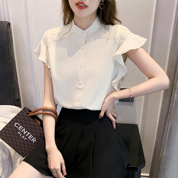 women's blouses & shirts temperament lace stitching chiffon shirt 2021 summer style small high-end blouse stand-up collar female, White
women's blouses & shirts temperament lace stitching chiffon shirt 2021 summer style small high-end blouse stand-up collar female, White