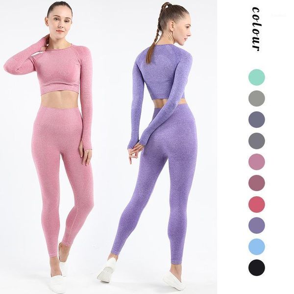 women 2pcs seamless yoga set for fitness workout clothing sportswear sport suit gymwear high waist leggings long sleeve gym outfit
women 2pcs seamless yoga set for fitness workout clothing sportswear sport suit gymwear high waist leggings long sleeve gym outfit