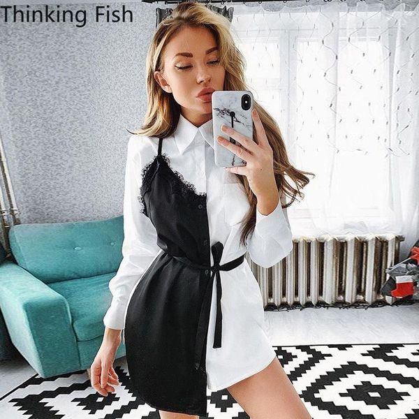 casual dresses dress tide clothing autumn style lapel splicing lace long-sleeved shirt women to wear informal clothes bind midi vestido, Black;gray
casual dresses dress tide clothing autumn style lapel splicing lace long-sleeved shirt women to wear informal clothes bind midi vestido, Black;gray