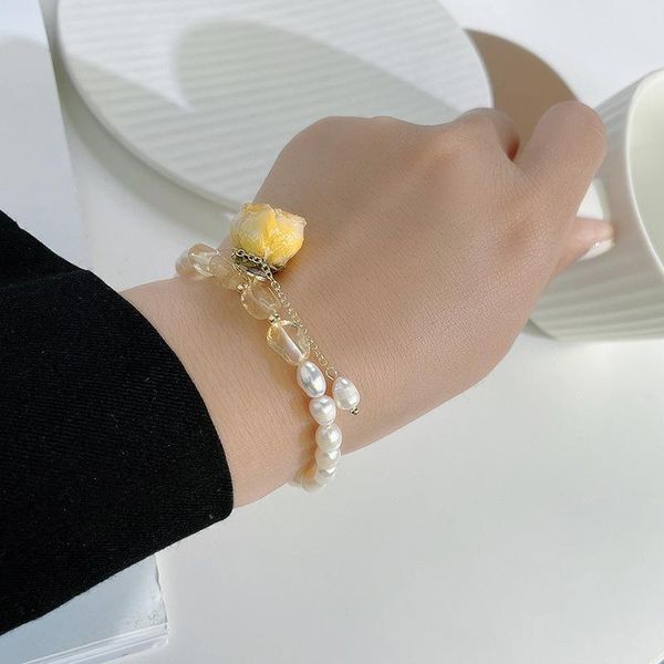 link, chain fashion jewelry natural freshwater pearl bracelet beaded yellow flower charm for elegant lady gifts, Black
link, chain fashion jewelry natural freshwater pearl bracelet beaded yellow flower charm for elegant lady gifts, Black