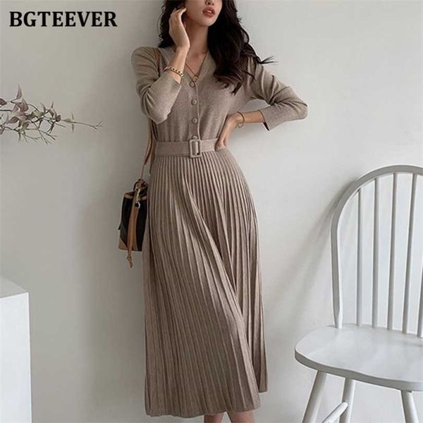 bgteever elegant v-neck single-breasted women thicken sweater dress autumn winter knitted belted female a-line soft dresses 211220, Black;gray
bgteever elegant v-neck single-breasted women thicken sweater dress autumn winter knitted belted female a-line soft dresses 211220, Black;gray