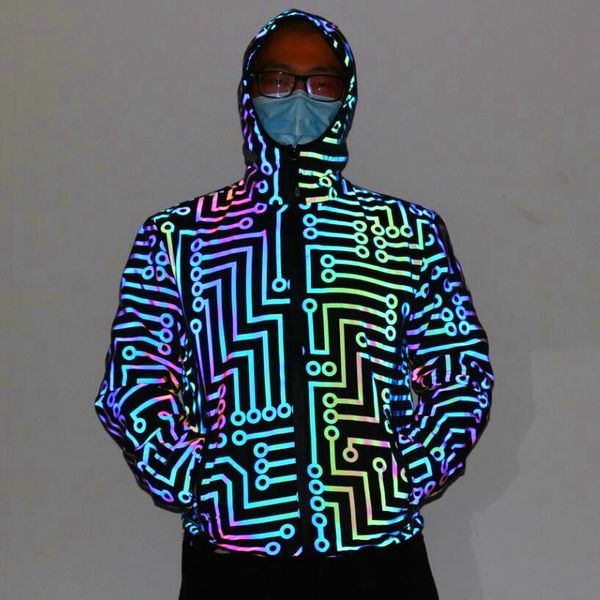 men's jackets nightclub dancer circuit geometric pattern rainbow color reflective jacket men women hip-hop mechanical dance hooded, Black;brown
men's jackets nightclub dancer circuit geometric pattern rainbow color reflective jacket men women hip-hop mechanical dance hooded, Black;brown