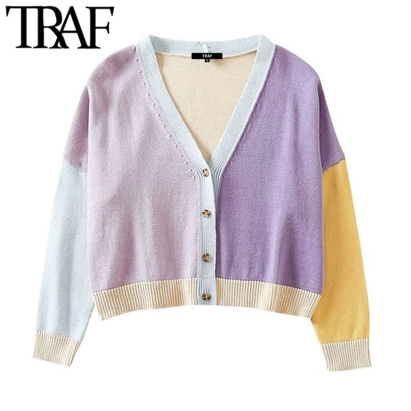 women sweet fashion patchwork knitted cardigan sweater vintage v neck long sleeve female outerwear chic 210507, White
women sweet fashion patchwork knitted cardigan sweater vintage v neck long sleeve female outerwear chic 210507, White
