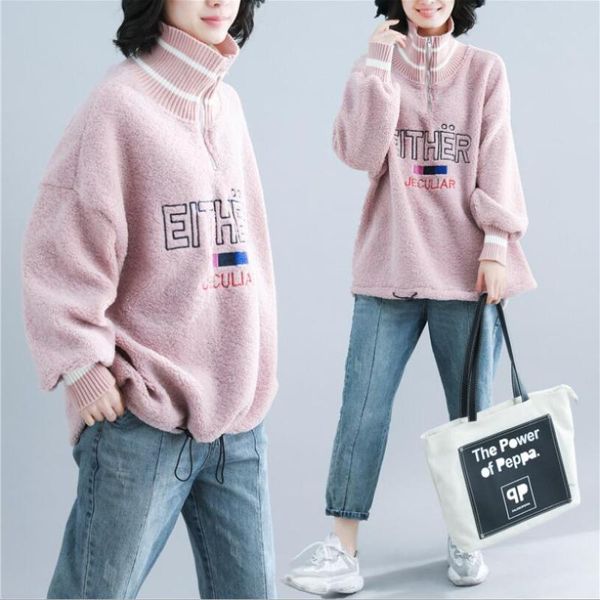 women's hoodies & sweatshirts large size loose letter print female 2021 winter casual ladies pink, Black
women's hoodies & sweatshirts large size loose letter print female 2021 winter casual ladies pink, Black