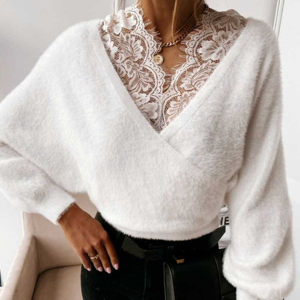 fleece sweaters for women ladies v neck lace trim backless elegant woman long sleeve fashion plus size women's, White;black
fleece sweaters for women ladies v neck lace trim backless elegant woman long sleeve fashion plus size women's, White;black