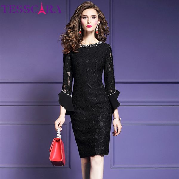 tesscara women elegant beading lace dress festa female vintage designer robe femme office party pencil vestidos, Black;gray
tesscara women elegant beading lace dress festa female vintage designer robe femme office party pencil vestidos, Black;gray