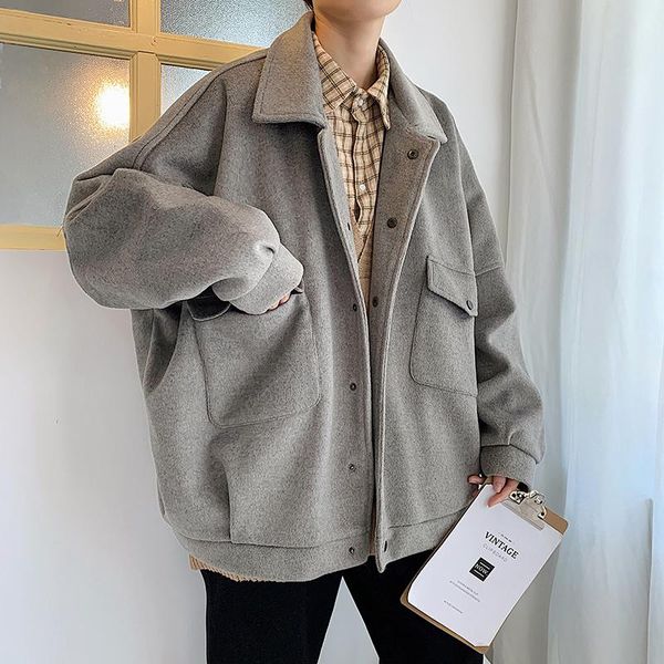 men's wool & blends winter thick woolen coat men warm fashion casual oversized korean loose short mens overcoat m-2xl, Black
men's wool & blends winter thick woolen coat men warm fashion casual oversized korean loose short mens overcoat m-2xl, Black