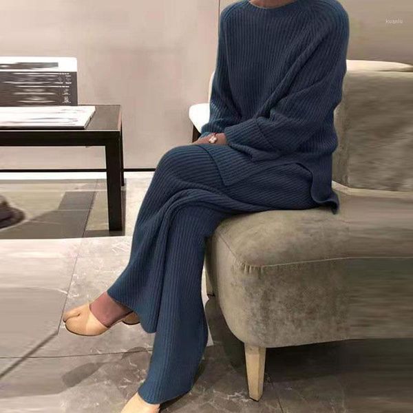 women's two piece pants women solid casual knitted pieces set o-neck long sleeve pullover loose ladies homewear female knitwear suits, White
women's two piece pants women solid casual knitted pieces set o-neck long sleeve pullover loose ladies homewear female knitwear suits, White