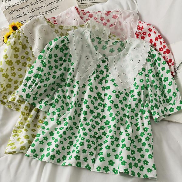 women's blouses & shirts women fashion outdoor casual short sleeve flowers blouse ladies ol sweet girls student elegant daily basic, White
women's blouses & shirts women fashion outdoor casual short sleeve flowers blouse ladies ol sweet girls student elegant daily basic, White