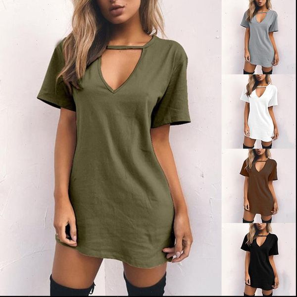 women dress nbsp dresses choker deep v neck summer mini t shirt short sleeve ladies, Black;gray
women dress nbsp dresses choker deep v neck summer mini t shirt short sleeve ladies, Black;gray