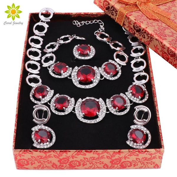 earrings & necklace jewelry sets for women round design red crystal set silver plated party wedding bridal accessories+gift boxes
earrings & necklace jewelry sets for women round design red crystal set silver plated party wedding bridal accessories+gift boxes