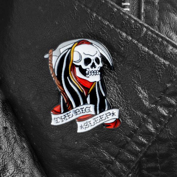 fashion punk style creative badge head hanging sickle face smiling sleeping skeleton god personality brooch, Gray
fashion punk style creative badge head hanging sickle face smiling sleeping skeleton god personality brooch, Gray