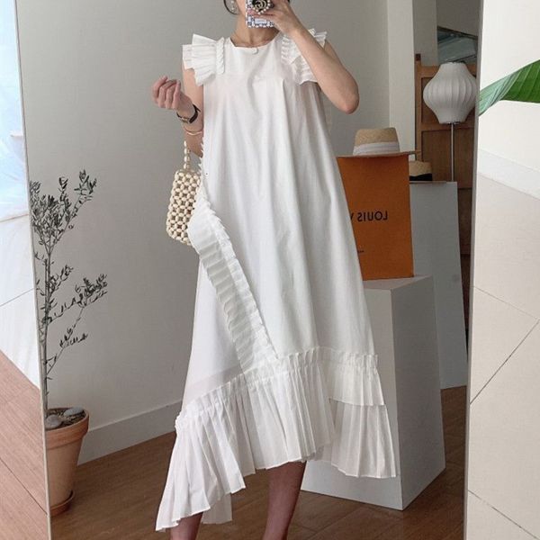 casual dresses korean elegant chic long women summer o-neck sleeveless loose vestidos irregular ruffles pleated es robe femme 1aad, Black;gray
casual dresses korean elegant chic long women summer o-neck sleeveless loose vestidos irregular ruffles pleated es robe femme 1aad, Black;gray