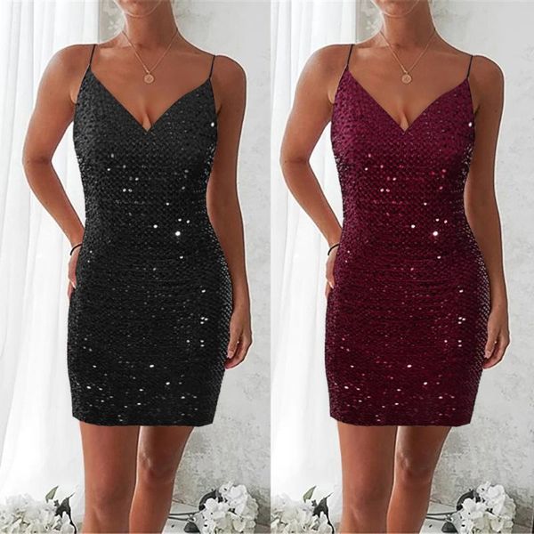 dress sequins womens spaghetti strap bodycon wrap v-neck high waist clothes bandage evening party club midi casual dresses, Black;gray
dress sequins womens spaghetti strap bodycon wrap v-neck high waist clothes bandage evening party club midi casual dresses, Black;gray