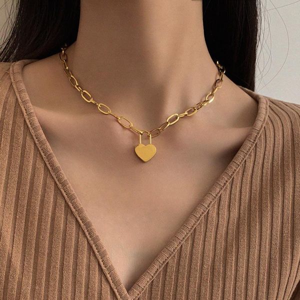 pendant necklaces 316l stainless steel love heart necklace hip hop titanium link chain ins 2021 trend jewelry women, Silver
pendant necklaces 316l stainless steel love heart necklace hip hop titanium link chain ins 2021 trend jewelry women, Silver