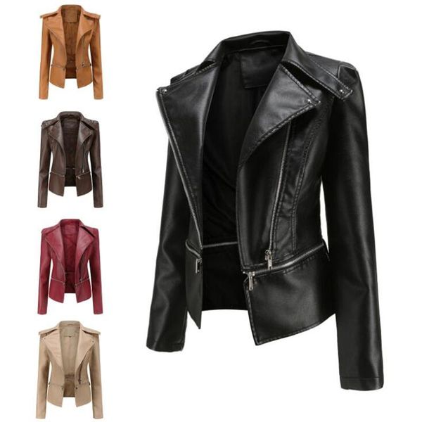women's leather & faux jacket oblique zipper fashion hem detachable spring autumn ladies casual clothing chaqueta mujer, Black
women's leather & faux jacket oblique zipper fashion hem detachable spring autumn ladies casual clothing chaqueta mujer, Black