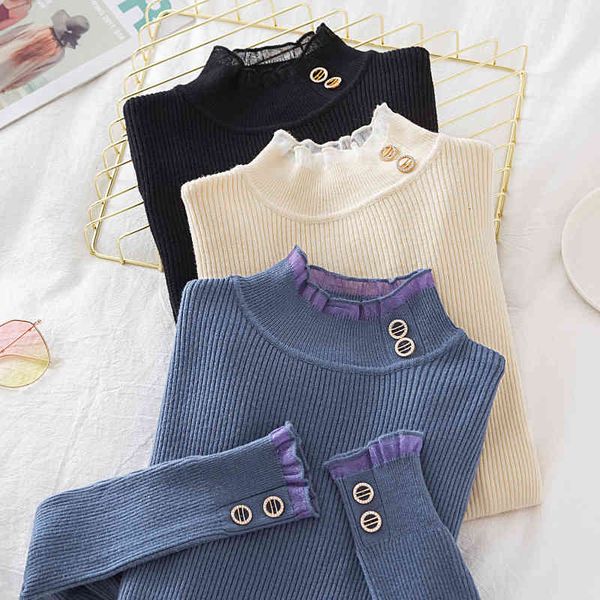 women's sweaters autumn casual half turtleneck long sleeve beige/blue sweater elegant ruffle knitted pullovers female shirts, White;black
women's sweaters autumn casual half turtleneck long sleeve beige/blue sweater elegant ruffle knitted pullovers female shirts, White;black
